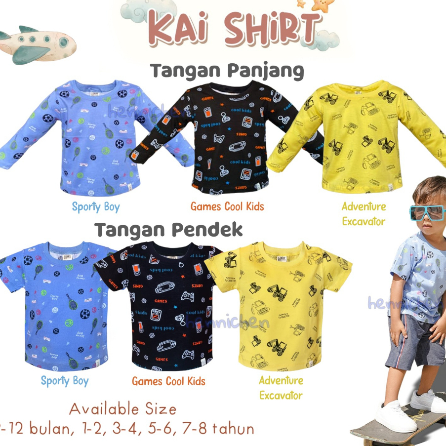 LIBBY BABY KAI SHIRTS PENDEK KAI SHIRTS PANJANG ATASAN BAJU ANAK TERBARU