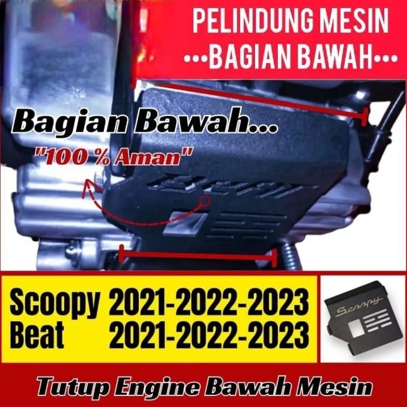 Cover Engine Pelindung Bawah Mesin Honda Beat &amp; Scoopy 2021-2022-2023 Tebal PNP