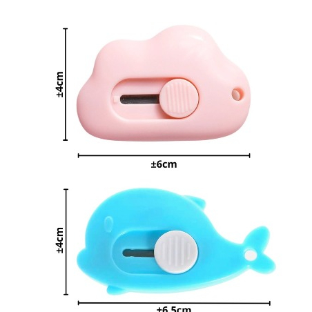 

dhio2 - Pisau Cutter Mini Model Awan & Dolphin Alat Bantu Potong Kertas Plastik Unboxing Paket Perlengkapan ATK Sekolah Travel Size Cloud Shape Sliding Knife Kater Kecil Lucu Cuter