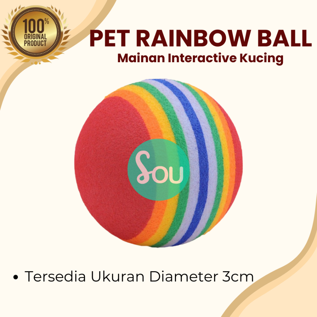 RAINBOW BALL MAINAN BOLA KUCING KITTEN ANJING DOG TOYS CAT TOYS