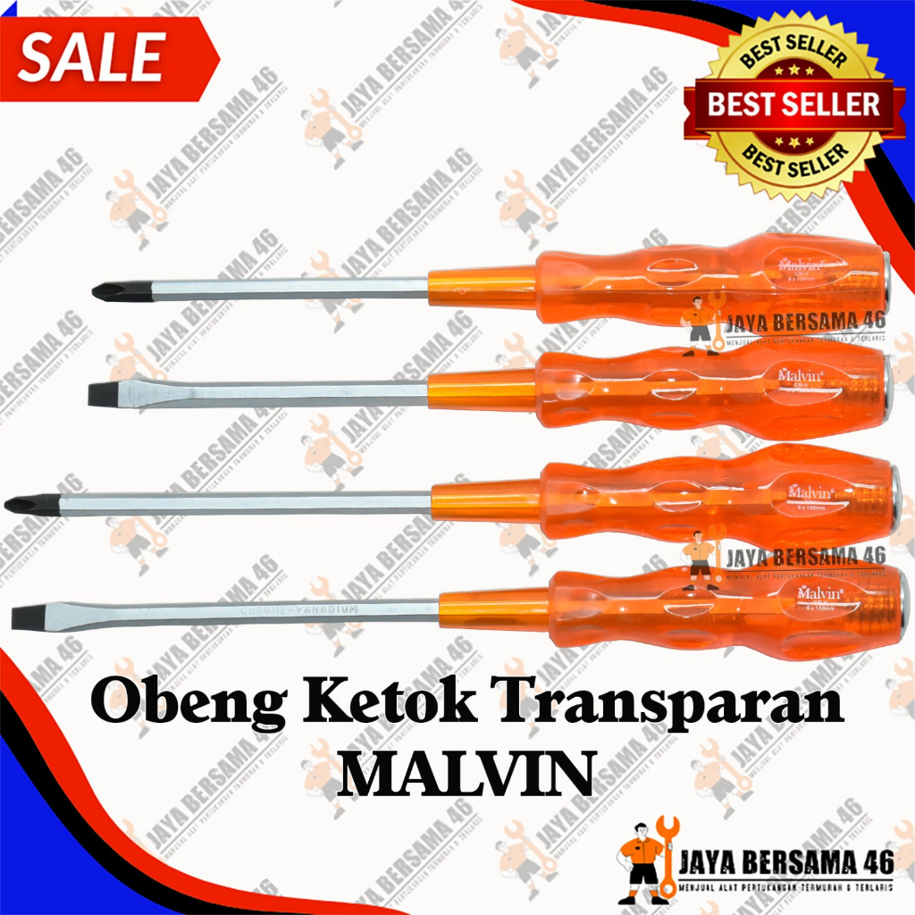 OBENG KETOK TRANSPARAN MALVIN / OBENG GETOK / OBENG KEMBANG PLUS MIN / OBENG GEDOR / OBENG TEMBUS TRANSPARAN / IMPACT DRIVER 5&quot; 6&quot; PLUS MIN