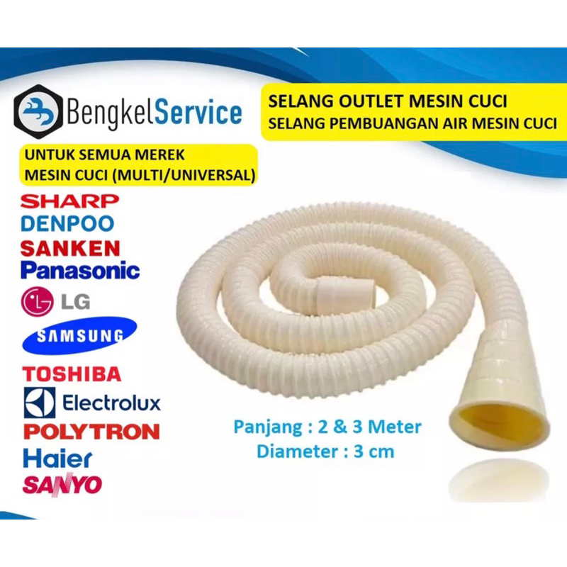 Selang pembuangan air mesin cuci outlet Soligen 1meter - 3meter