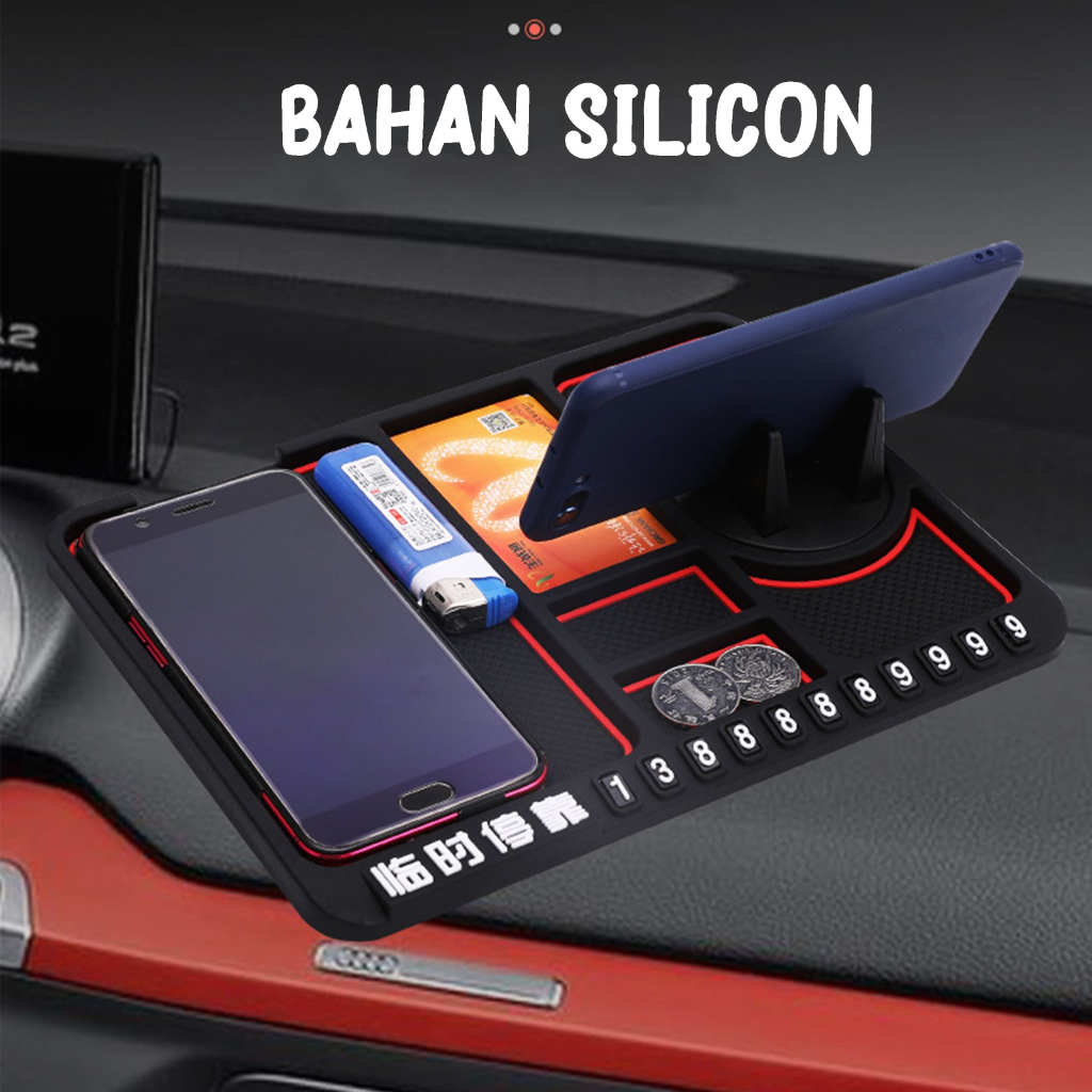 Alas Hp/Dudukan Hp Multifungsi Anti Slip Dashboard Car Pad Mat Phone Holder Bahan Silikon