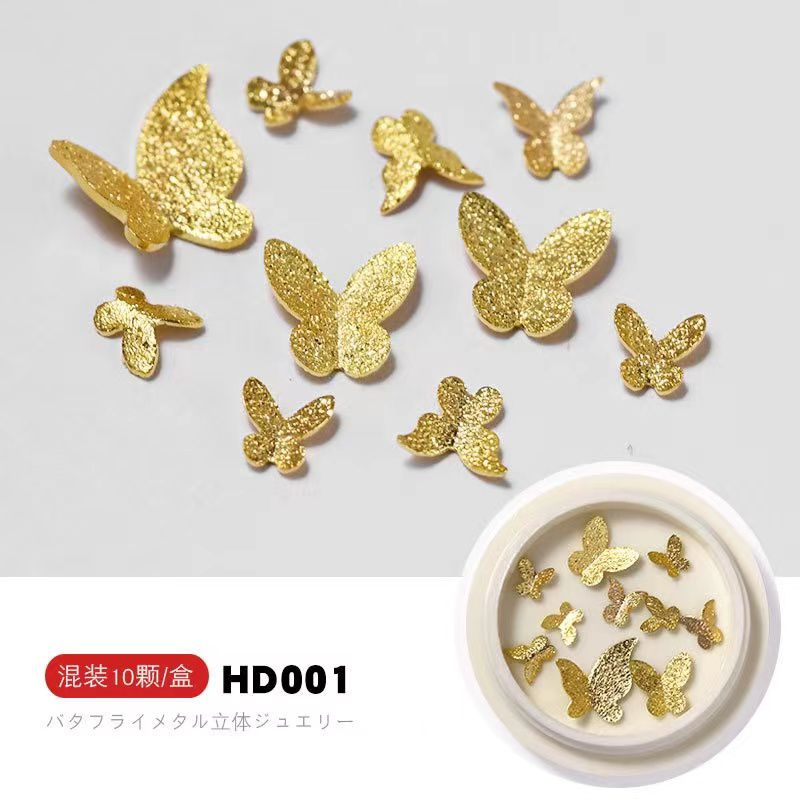 HIASAN 3D GOLD BUTTERFLY KUPU KUPU MIX SHAPE / NAIL ACC BUTTERFLY GAYA JEPANG BEST SELLER