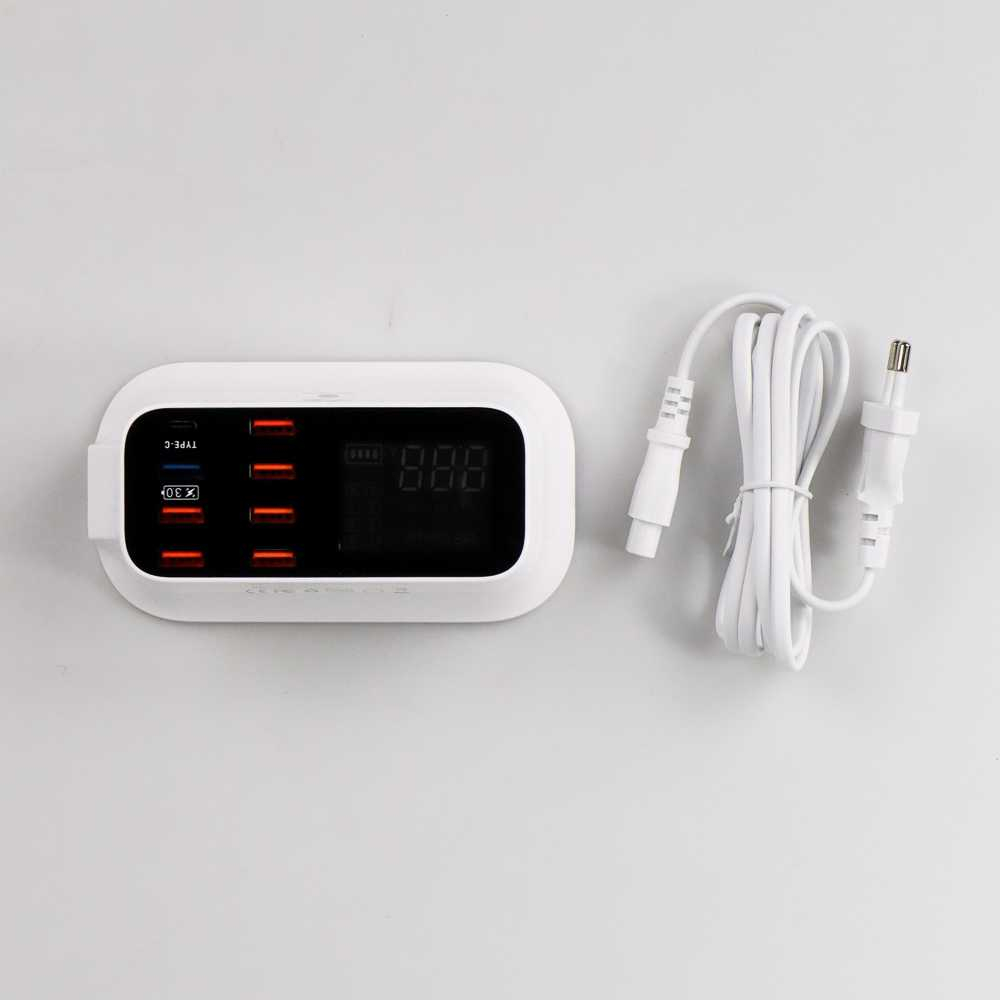 USLION Charger USB Station USB Type C + Type A 8 Port LED Display - YC-CDA19Q