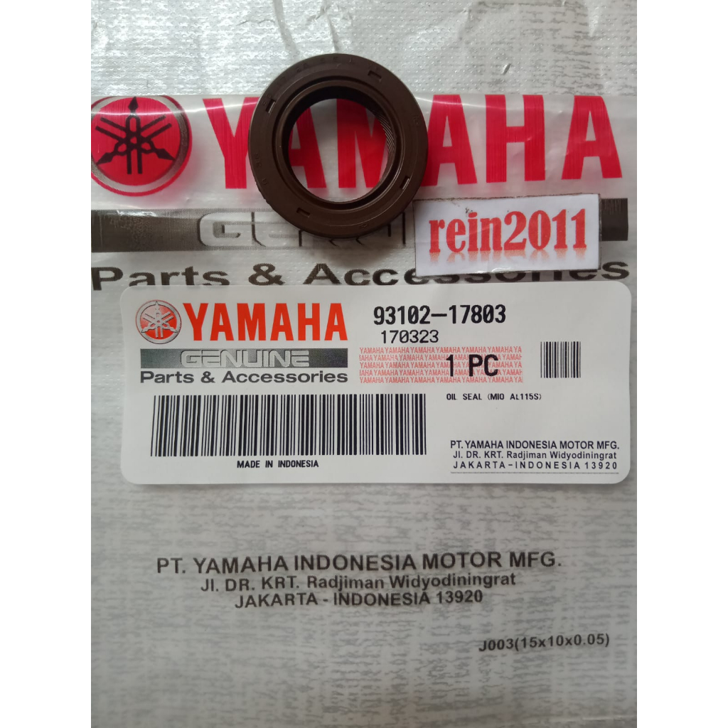 SIL SEAL AS PULLY GARDAN MIO J MIO GT MIO SPORTY MIO SOUL  NOUVO  FINO XRIDE XEON AEROX 125 ORI YAMAHA 93102 17803
