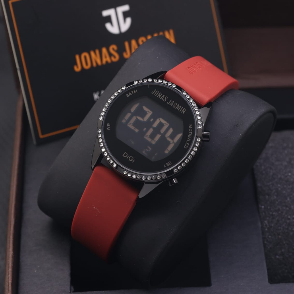 JAM TANGAN WANITA JONAS JASMIN 2249-LS026 DIGITAL WATCH RUBBER DATE ON