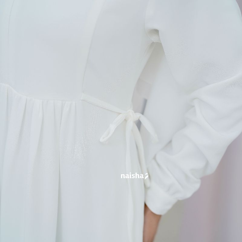 Gamis lebaran putih broken white premium full furing | dress putih tidak nerawang | gamis ramadhan | gamis putih tidak nerawang | gamis tali | dress simple | gamis | gamis premium | gamis putih idul fitri gamis lebaran gamis idul fitri hari raya