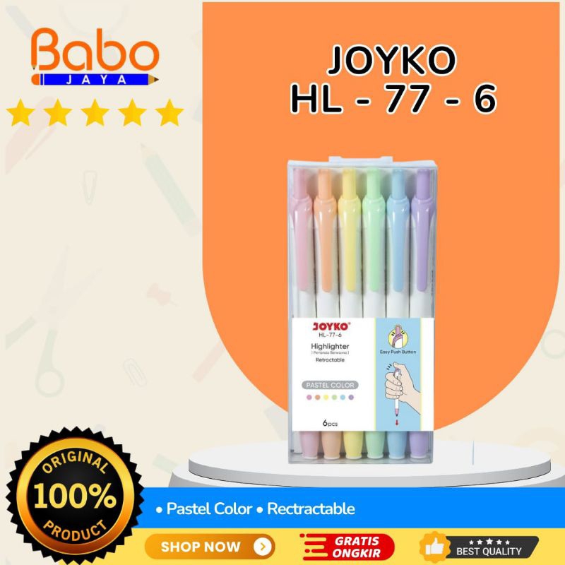 

BABO JAYA Highlighter / Stabilo Joyko Pastel HL-77-6 ECER/PCS , Pena Sorot / Pena Penanda / Stabilo Pen / Stabilo Cetekan .