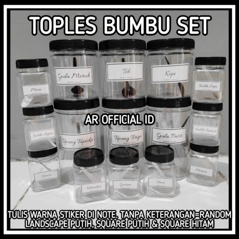 15pcs TOPLES BUMBU DAPUR SET Free Sendok + Stiker PAKET RAK MURAH