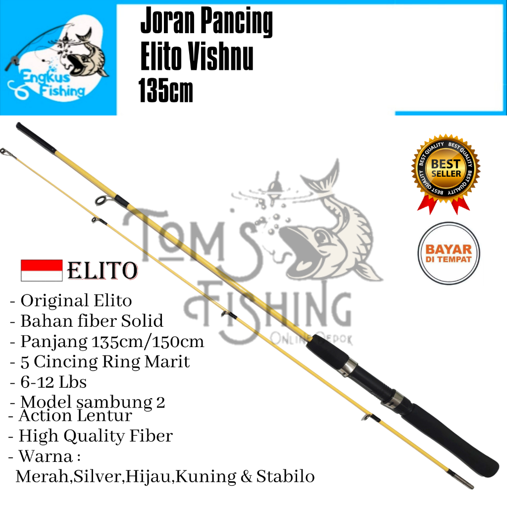 Joran Pancing Elito Vishnu 135cm (6-12lbs) Fiber Solid Murah Berkualitas - Toms Fishing