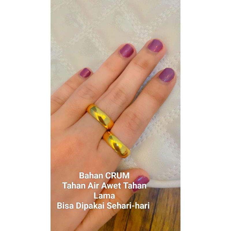 Cincin Bulat Tunangan Bahan Crum Asli Sudah Menyerupai Emas Asli Versi 2-3 Mayaman