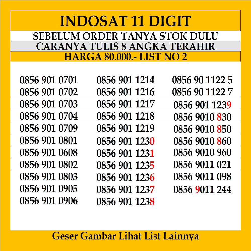 Nomor Cantik Indosat 11 Digit Kartu Perdana Prabayar  Nomer Reguler Mentari im3 4G LTE Ooredoo 10 12