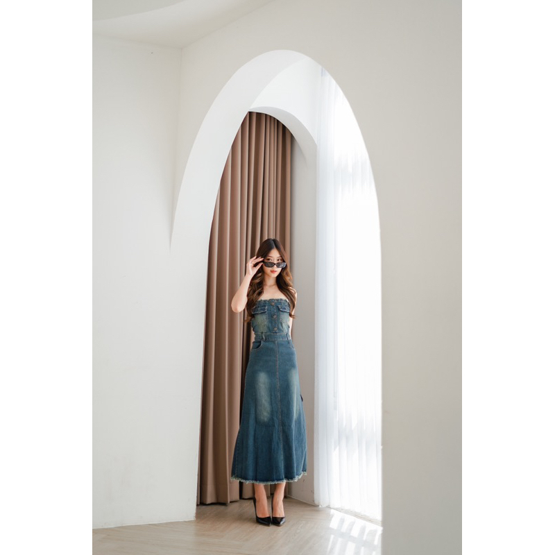 [ Keyclothingline ] Keith Denim Dress / Dress Midi Jeans
