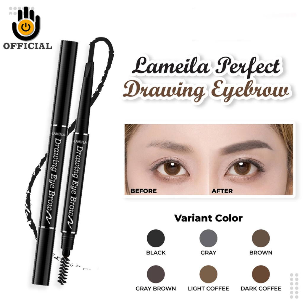 Pensil Alis Lameila  2 in 1 pencil eyebrow 7 warna Tahan Lama &amp; Waterproof LM 789