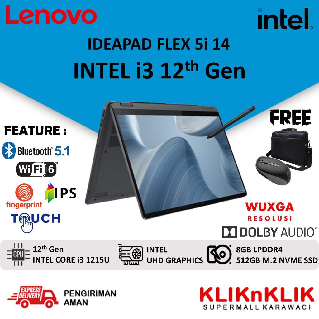 LAPTOP 2IN1 TOUCHSCREEN LENOVO IDEAPAD FLEX 5i CORE i3 1115G4 8GB 256GB 14.0 FULL HD WINDOWS 11