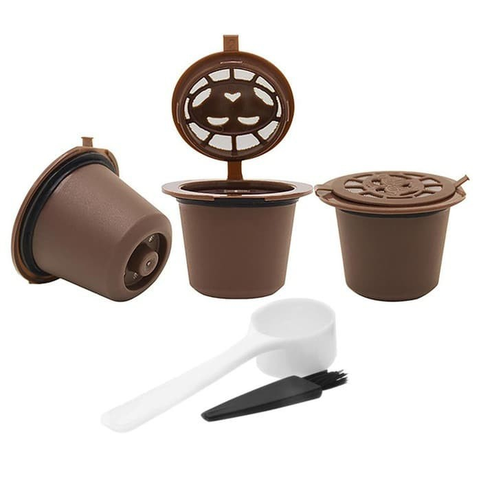 3Pcs Kapsul Kopi Kapsul Nespresso Reusable Dengan Filter Plastik -DA54