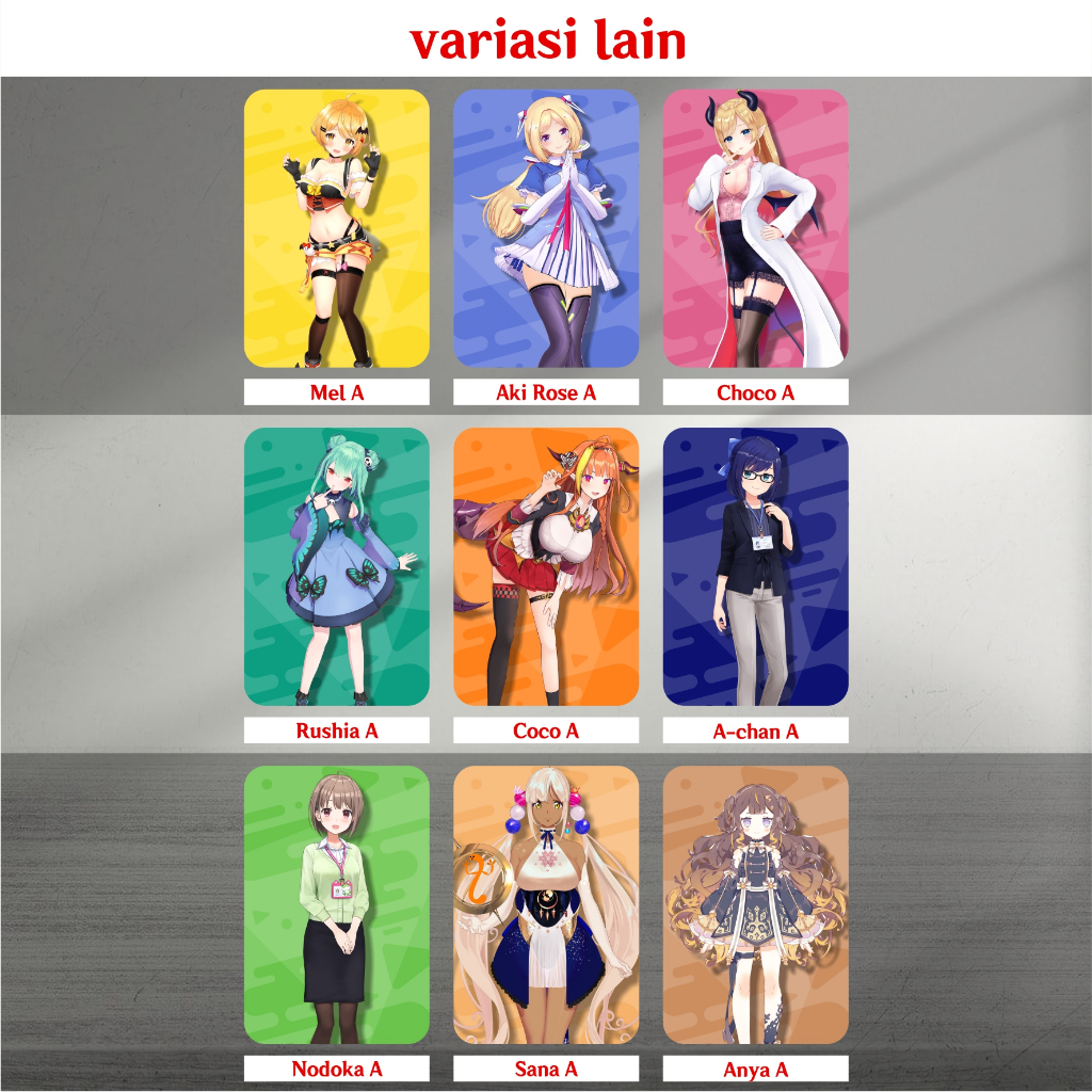 Koleksi Photocard / Kartu Anime Game VTuber Hololive A - Miko Suisei Fubuki Haachama Matsuri Aqua Ayame Subaru Mio Korone Okayu Pekora Rushia Marine Coco Watame Towa Lamy Botan Koyori Gura Amelia Calli Kiara Ina Moona Kobo Ollie