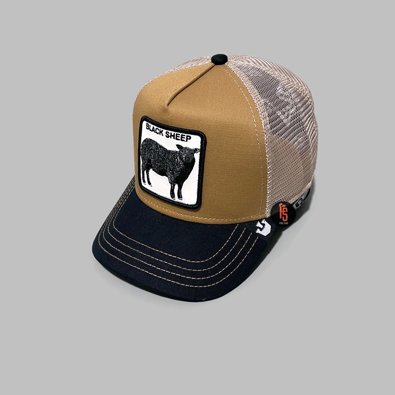 TOPI ORIGINAL GOORIN BROS TRUCKER BLACK SHEEP KHAKI BLACK