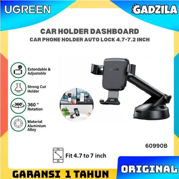 UGREEN Car Mount Phone Holder Auto Lock HP Stand Dashboard Kaca Mobil 60990B