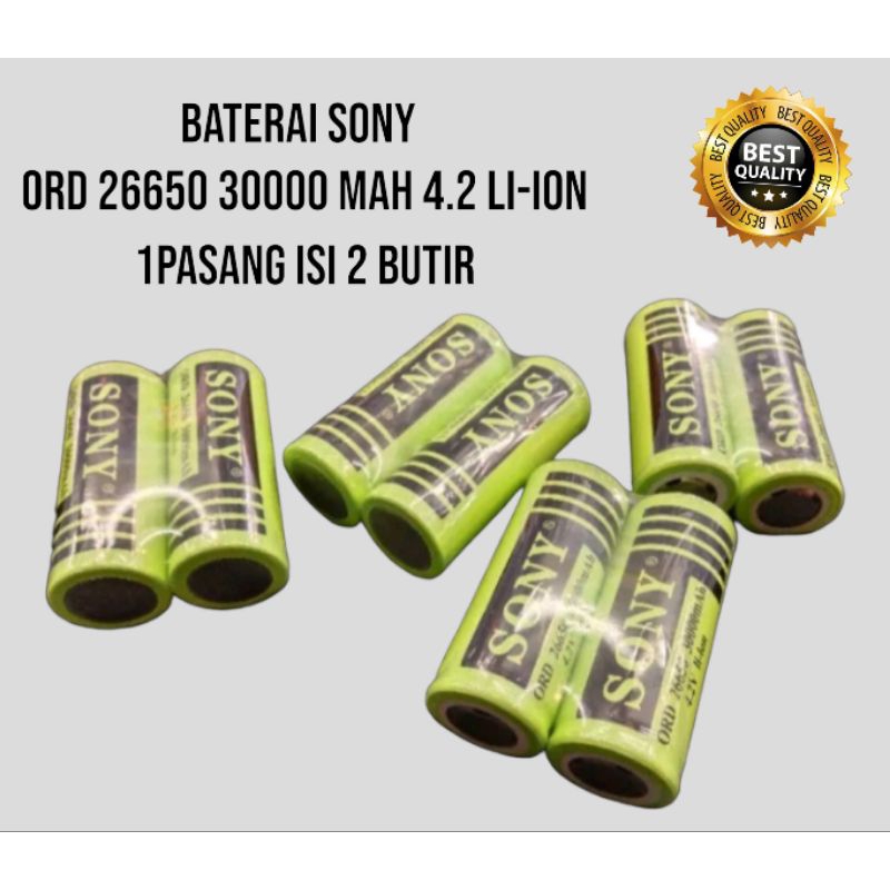 Baterai Sony / Samsung 26650 30000 mAh 4.2 V Harga 1 Pasang