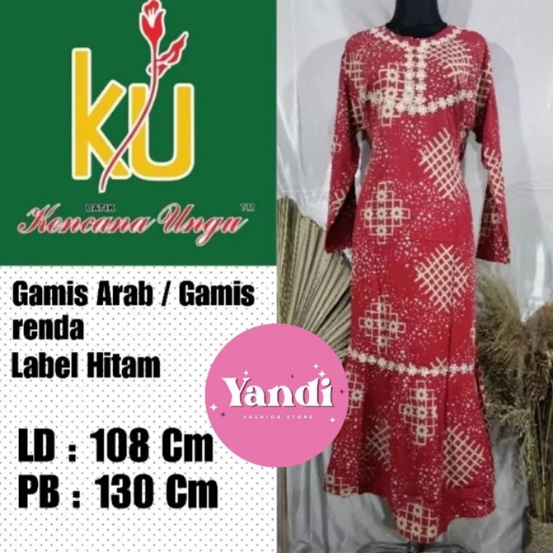 KENCANA UNGU ORI GAMIS ARAB/ GAMIS RENDA LD 108 CM  LABEL HITAM.