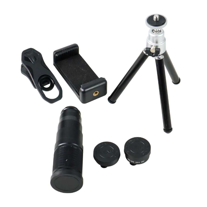 4 in 1 Lensa Smartphone Telephoto Wide Macro Fisheye Port Tripod Mini Universal Handphone Perlengkapan Foto