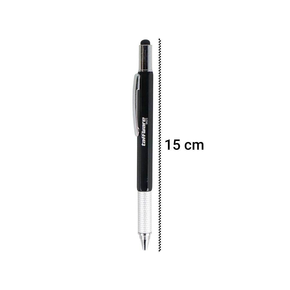 Taffware Pena Multifungsi Plastik Stylus + Penggaris + Level + Obeng - 9625 - Black