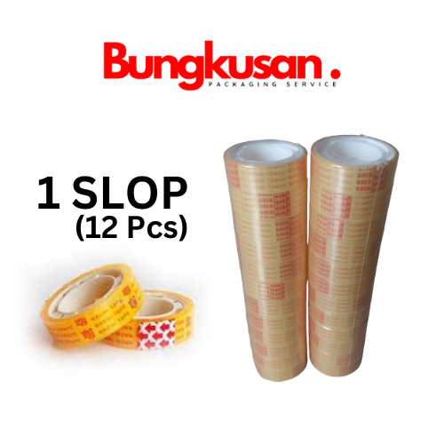 

Selotip Bening Mini GOLD TAPE 1slop (12pcs)