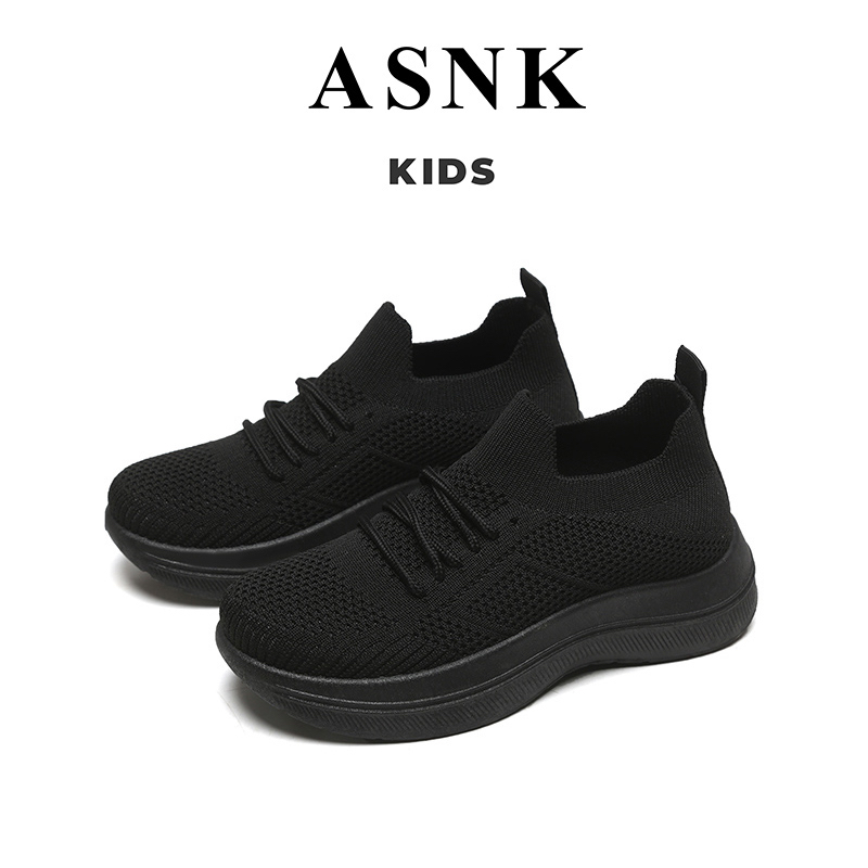 [GROSIR][COD] SEVEN_DAY SEPATU SLIP ON RAJUT SNEAKERS ANAK CEWEK COWOK USIA 7-9 THN WM2330 HITAM