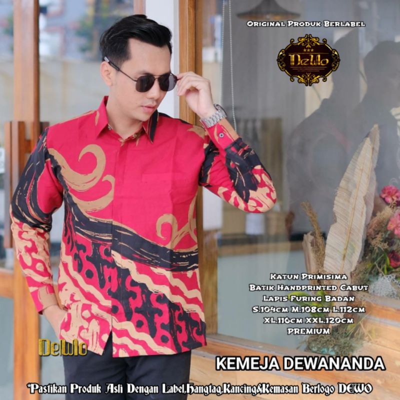 (BISA COD) KEMEJA DEWANANDA Premium Batik Kemeja Eksklusif Full Furing Kemeja Pria Batik Handprinted