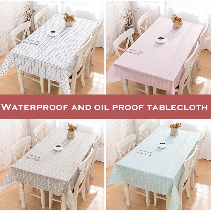 Alas Meja Taplak Meja Anti Air Motif Kotak Bahan Peva /Taplak Meja Antii Air Anti Minyak Anti Panas