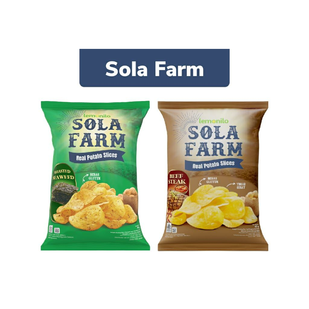 LEMONILO SOLA FARM KERIPIK KENTANG GLUTEN FREE 45GR | POTATO CHIPS SNACK SEHAT CAMILAN DIET CEMILAN NO MSG BEBAS GLUTEN