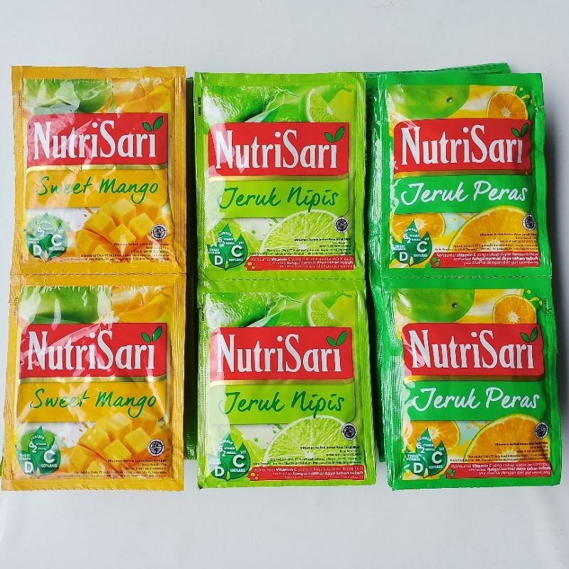 

NutriSari Renceng 10 Sachet x 14 gr Aneka Rasa American Sweet Orange | Jeruk Peras | Jeruk Nipis | Mangga