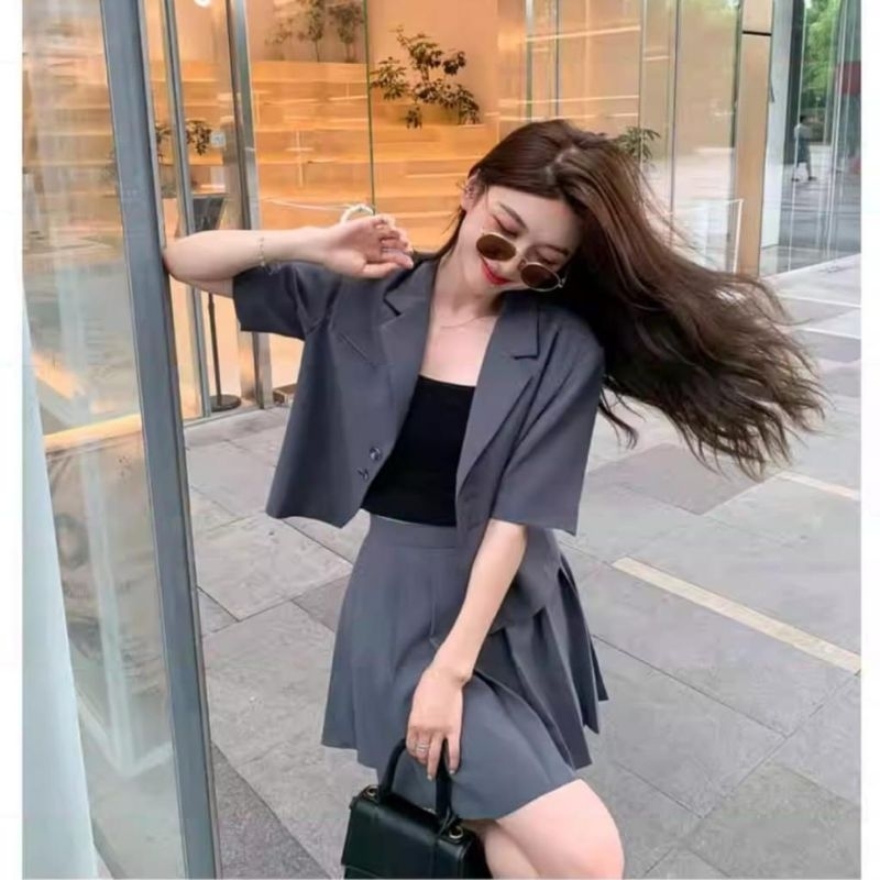 MDLV ~ 5825# Starla Blazer Skirt 2pcs Set Korea Premium