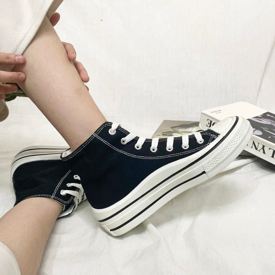 AVANCEID KOLEKSI CANVAS Sepatu Sneakers Wanita Sekolah Kerja Hitam Import