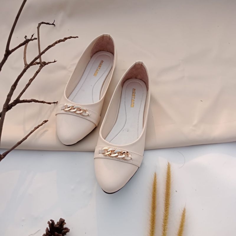 Sepatu Flatshoes Wanita Balet Slip on Ring Rantai Kasual