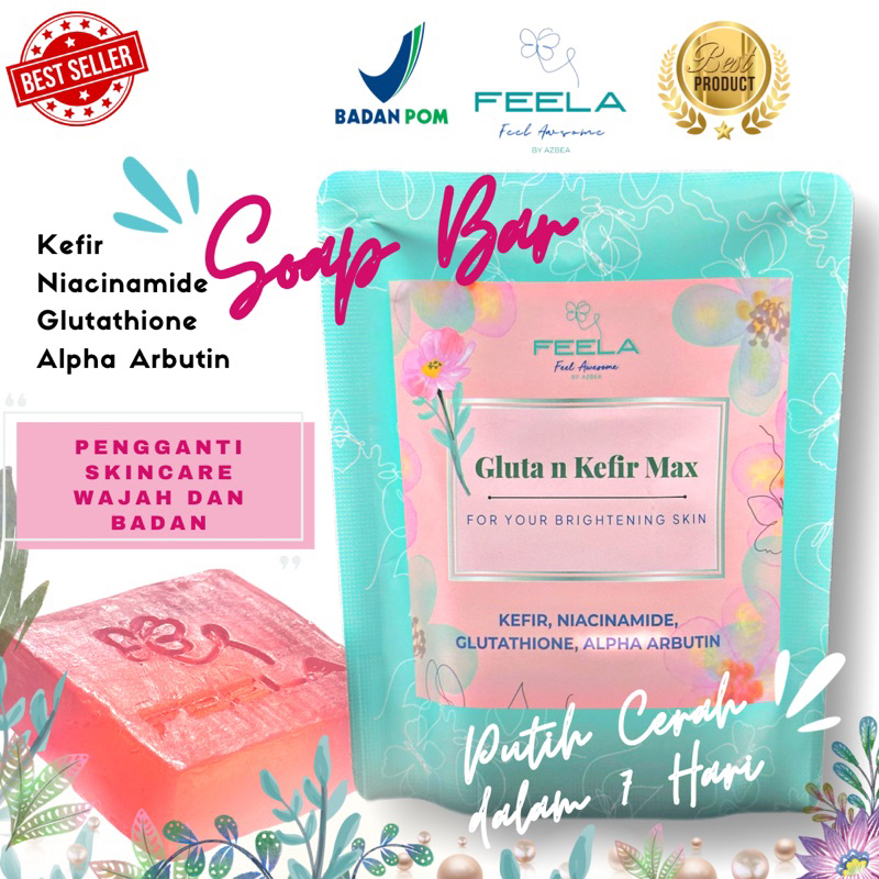 FEELA-SUPER WHITENING SOAP BAR WITH KEFFIR,NIACINAMIDE,COLLAGEN,GLUTHATIONE,ALPHA ARBUTIN
