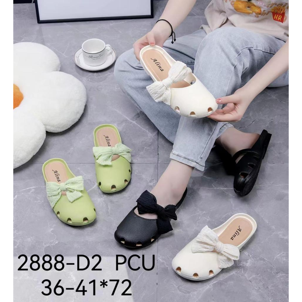 Sandal Mules Wanita Bapau Import Slip On Dreya Korean Stylist Winola Collection WNL 2888-D1 / 2888-D2