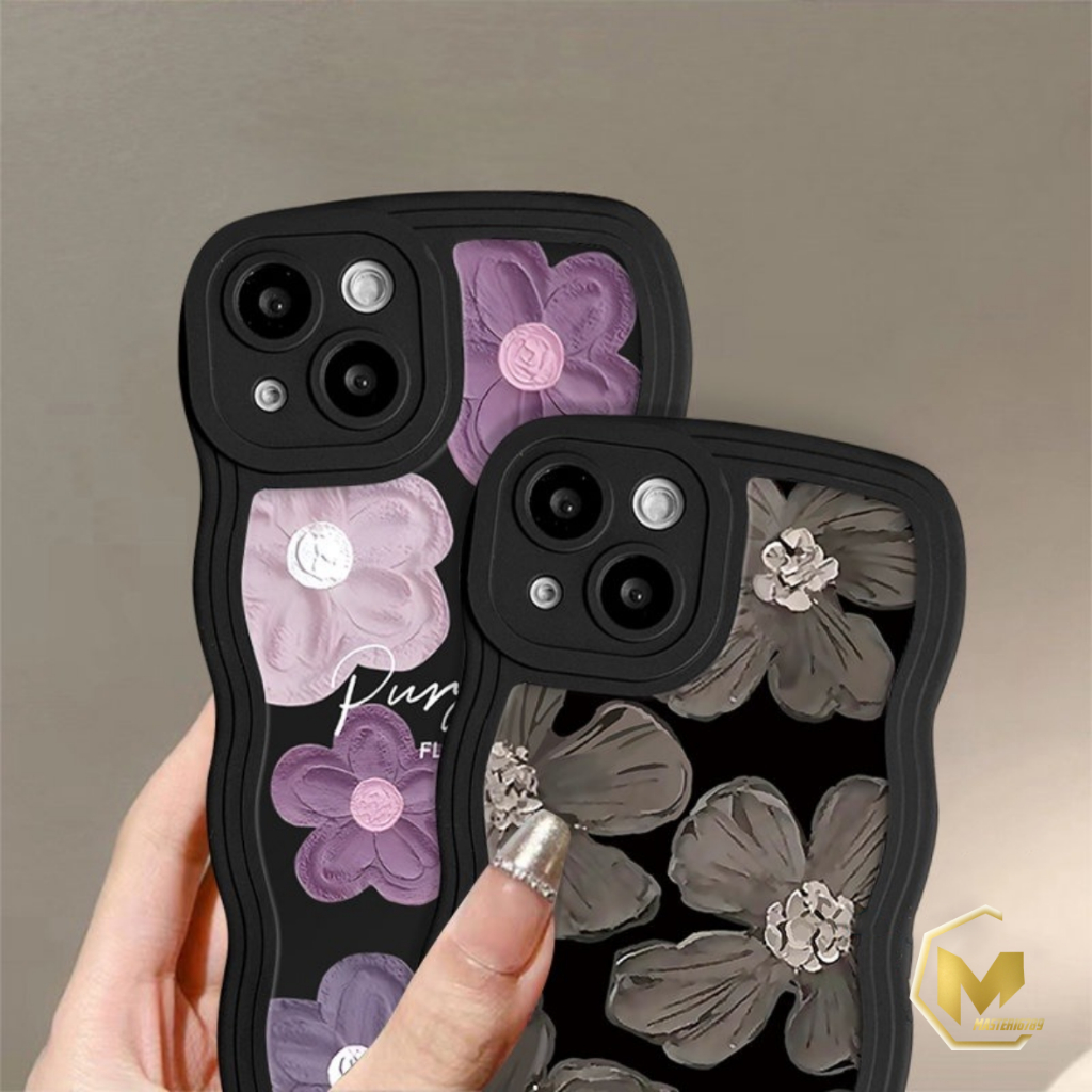 SS833 Softcase Silikon Case Casing Purple Flower Oil Painting For IPHONE IP 6 6S IP 6+ 7 8 PLUS X XS XMAX XR 11 12 13 14 6,1 PRO PROMAX MA4976