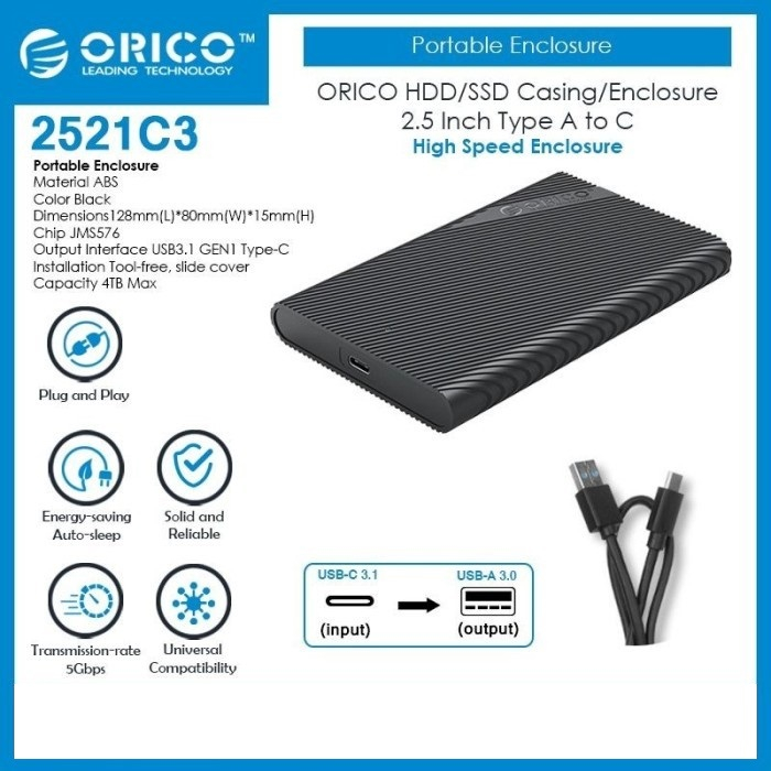 HDD 2,5 Inch Case / Casing Orico 2521 C3 Type C