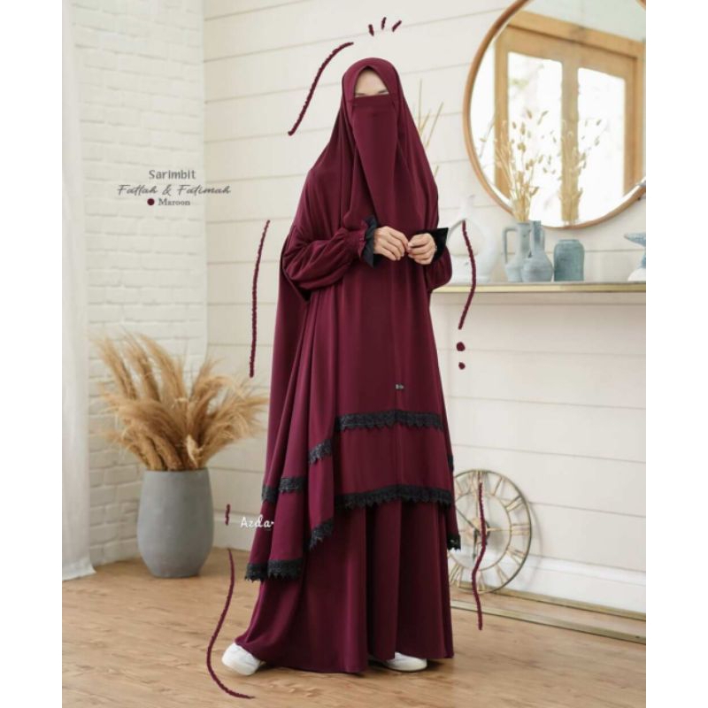 Fatimah/Gamis Set Syar'i/Gamis renda/Gamis Set Cadar