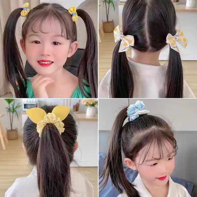 (Hello Girl)F245 Set Ikat Rambut 10 PCS Ikat Rambut Anak Perempuan Model Pita Warna Warni Gaya Korea