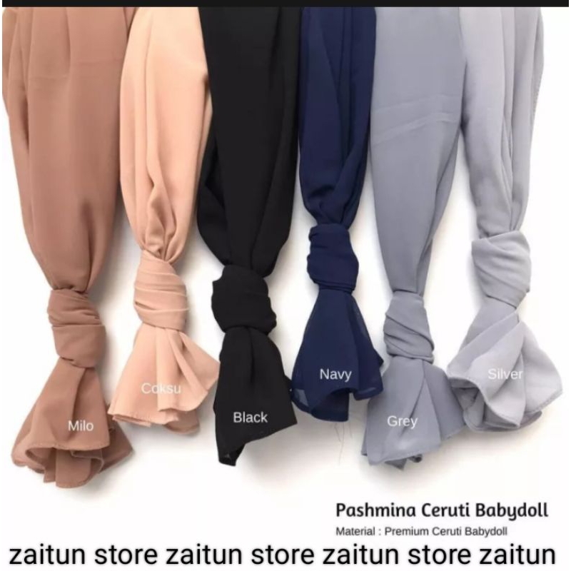 Pasmina Ceruty Babydol Polos Warna Terlengkap Ukuran 180x75 / Jilbab Pashmina Ceruti Babydoll Polos Warna Terlengkap / Kerudung Pashmina Ceruti / pasmina Jumbo / Hijab Terbaru /pashmina Trend