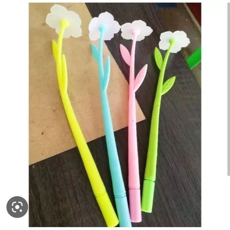 

Pulpen silikon karakter bunga tinta gel hitam warna warni lucu imut alat tulis sekolah back to school anak