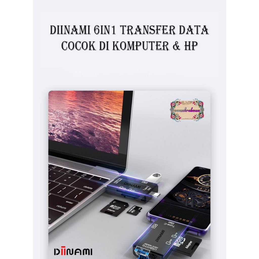 DIINAMI High Speed 6 in 1 OTG Card Reader USB 3.0 SD TF Micro SD Card Reader Type C Micro OTG Card Reader SB5707