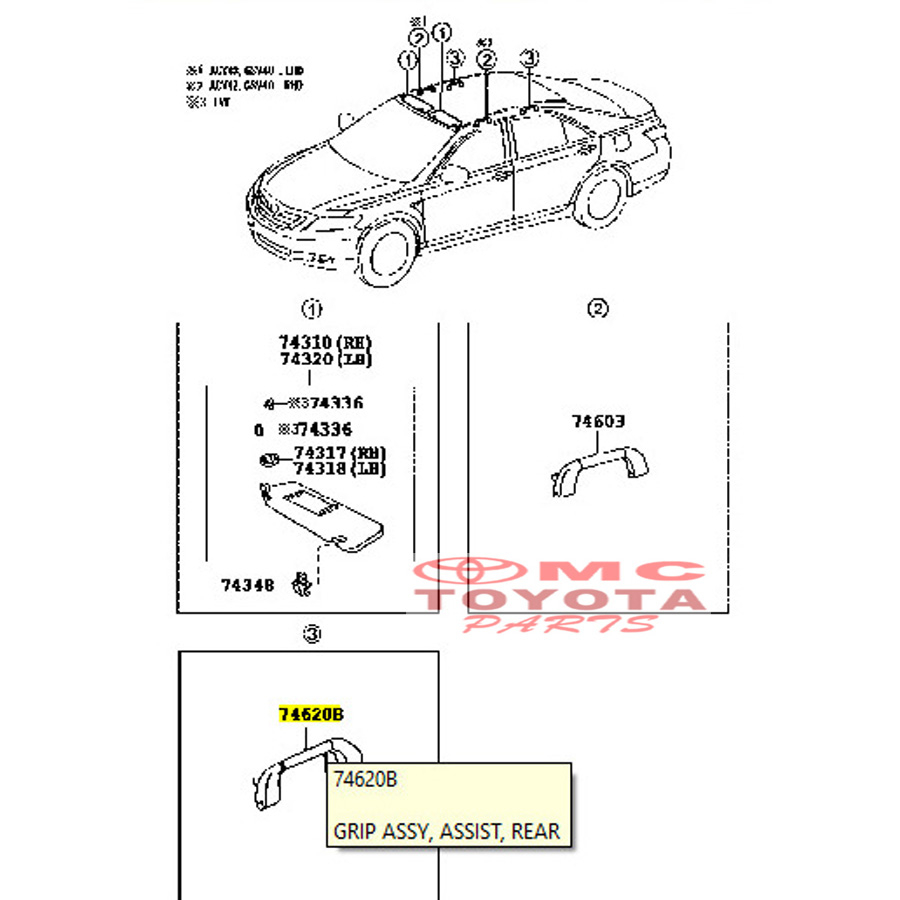 Pegangan Tangan Belakang Atas Hand Grip Handle Handel Camry Hybrid 74610-30320-E1