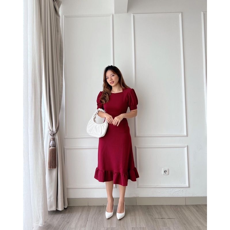 Tiffany Midi Dress Wanita Casual