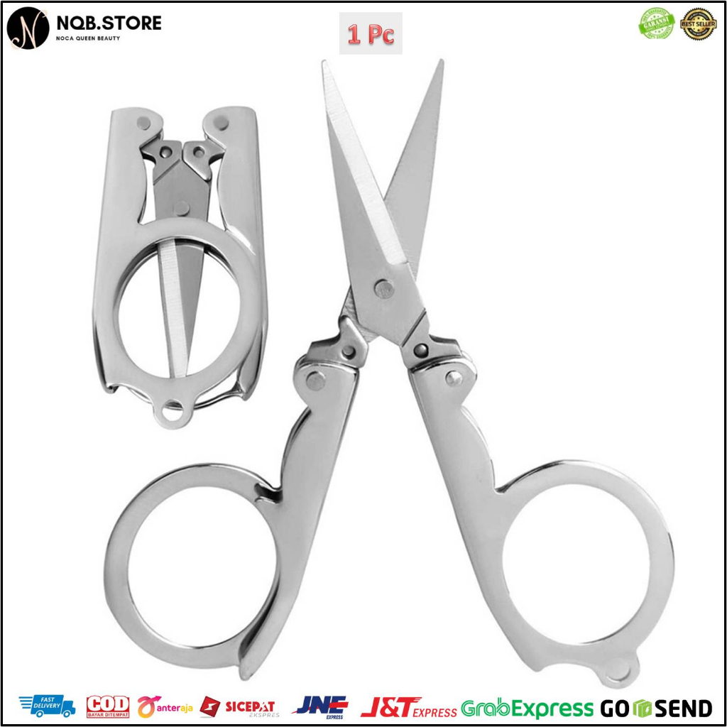 

NQB - Gunting LIPAT Stainless MINI Portable Full Alloy CLASSIC Trip Folding Scissors - Kecil Saku Anti Karat Tajam Pemotong Serbaguna