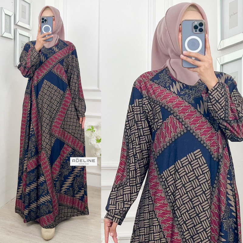 RINIYA Jumbo Maxy Batik - Gamis Wanita Calvin Jeans Terbaru Jumbo Bigsize Oversize LD100-110 XL-4L / R.25 - 023-5437 / R.26 - 022-6011
